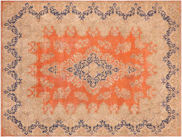 handmade Vintage Vintage Orange Blue Hand Knotted RECTANGLE 100% WOOL area rug 10x13